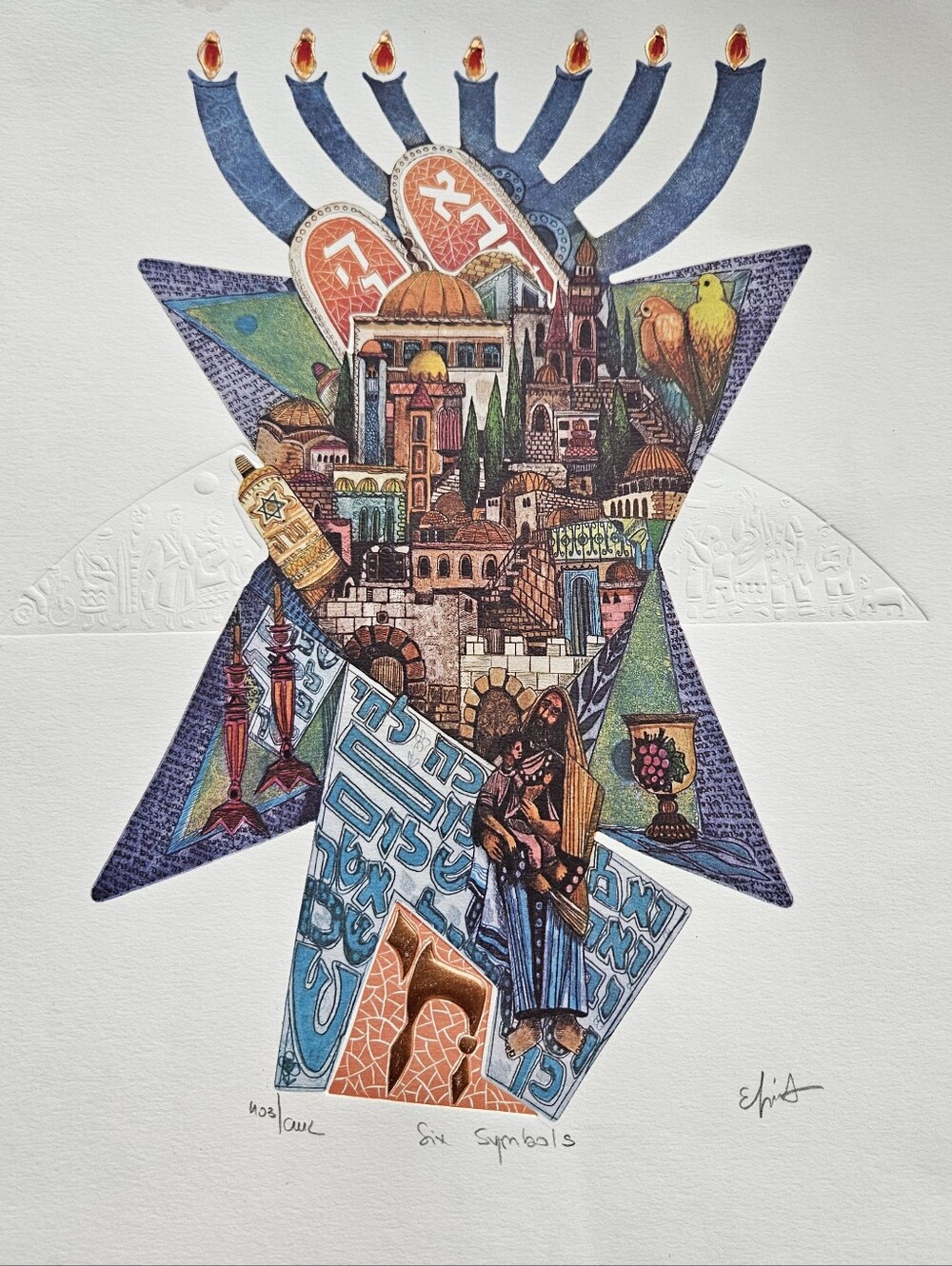 Amram Ebgi " Six Symbols" Art Print Limited Edition Hand Sign Unframe